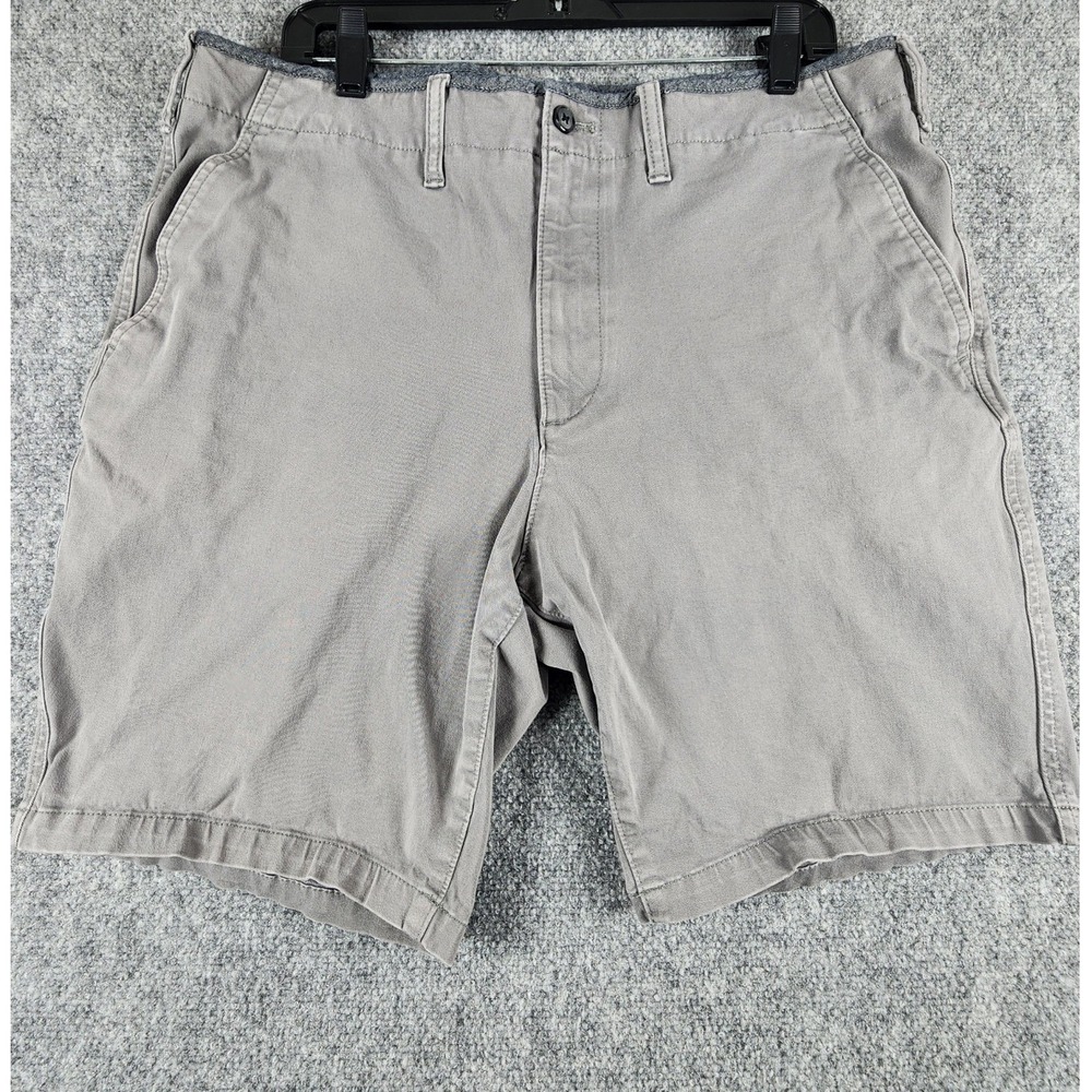 Express Mens Slim Fit Chino Shorts Grey Size 36 Stretch Cotton Flat Front Casual - Picture 1 of 4